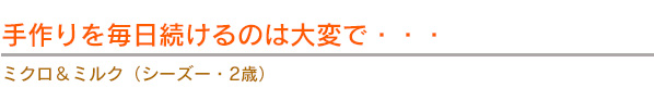 手作りを毎日続けるのは大変で・・・